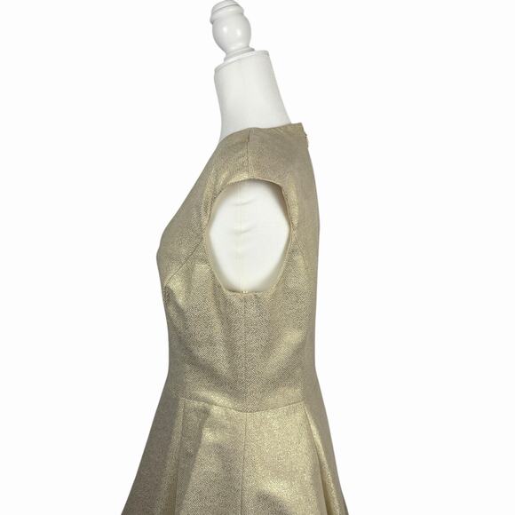 HALSTON Heritage Silk Gold Metallic Evening Gown Dress 6 Special Event Wedding - Picture 9 of 16